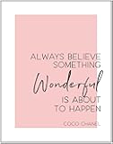 Coco Chanel Inspirational Word Wall Art - 11x14 UNFRAMED Pink, Black & White Typography Print - Makes a Great Fashion Decor Gift.