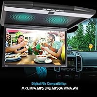 Vista 7 de Consola Pyle para techo de coche, con pantalla LCD abatible, panel de control con reproductor de TV HDMI con transmisor IR integrado