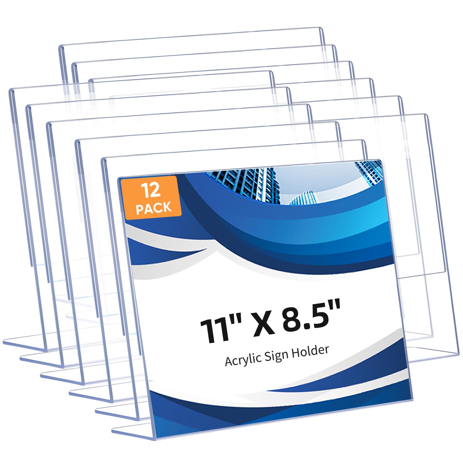 DECOHOBO 12-Pack L Shape Slanted Back Acrylic Sign Holders