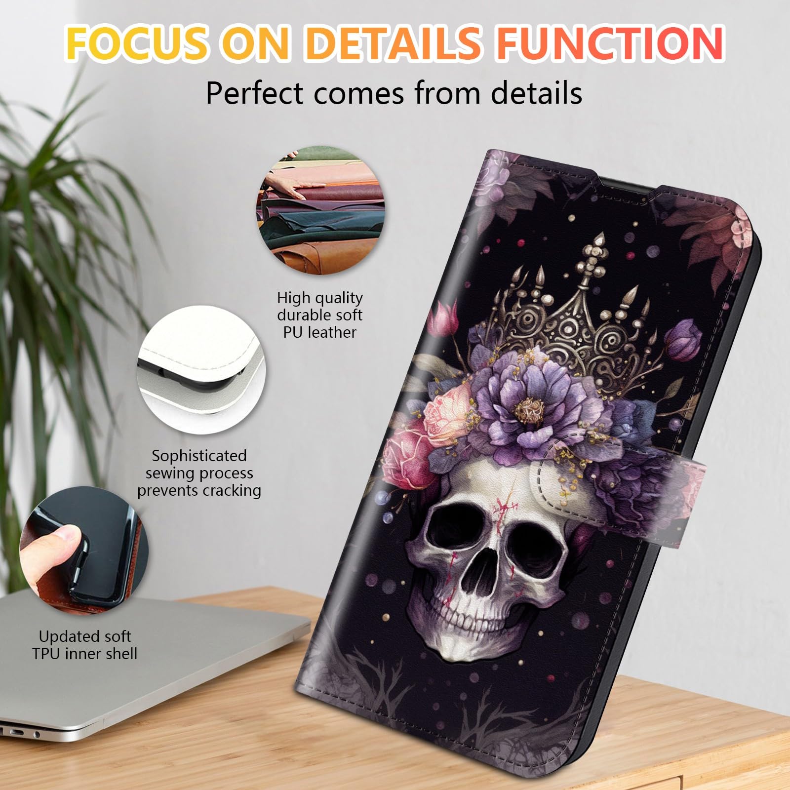 Funda Tipo Cartera Para Google Pixel 8 Pro Con Ranura Para Tarjeta De Bloqueo RFID, Funda De Cuero Para Pixel 8 Pro Con Correa De Muñeca, Funda De Teléfono Con Función