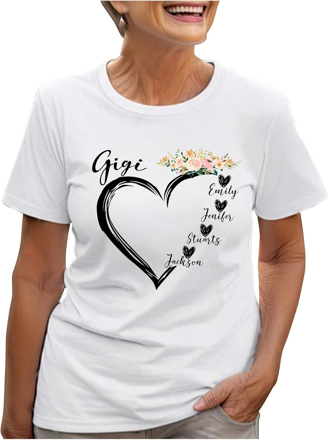 LIISE Custom Nickname Heart Floral Design with Kid's Names Sweatshirt, Gifts for Grandma, Mom on Christmas, Mother's Day - Image 8