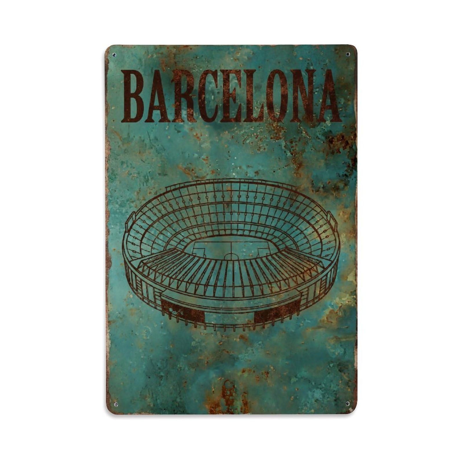 Este 8X12inch Style Vintage Travel Barcelona Spain Leading Metal Tin Sign