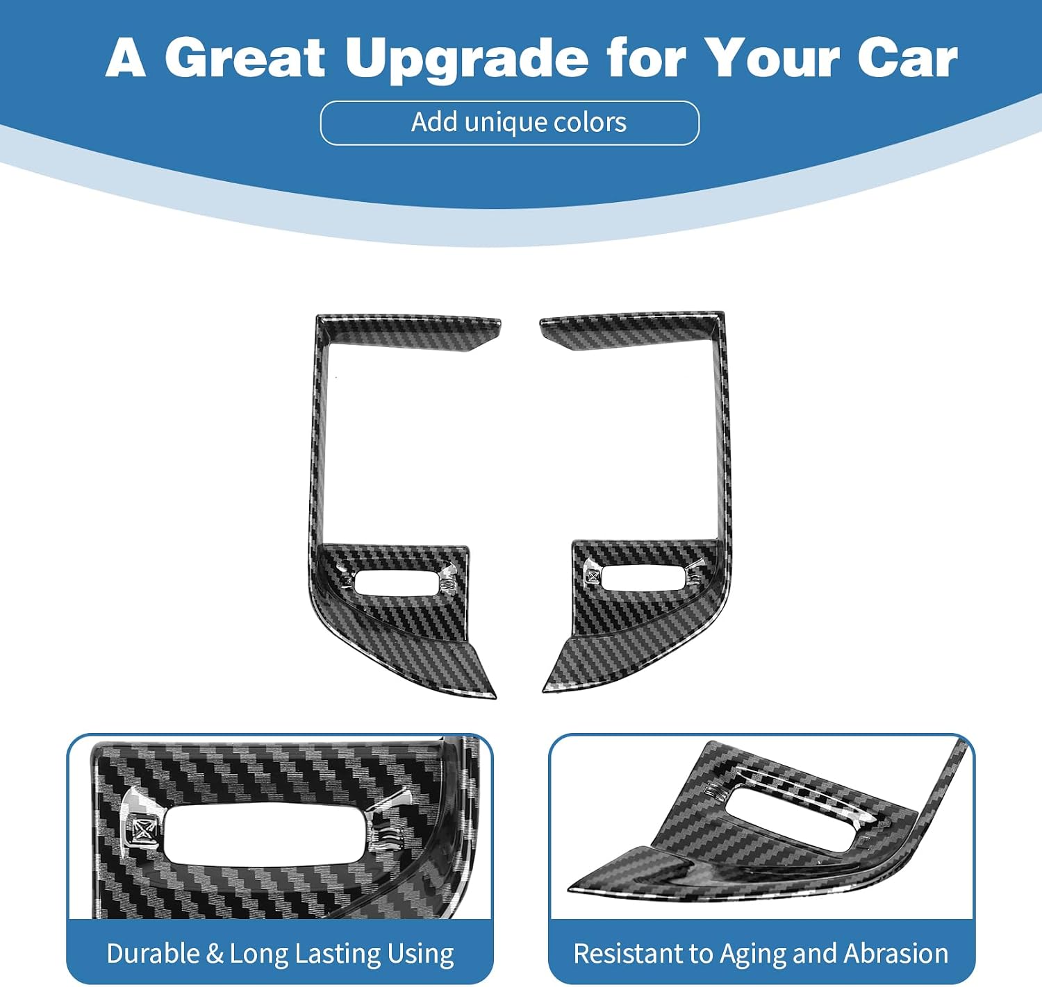 for RAM TRX Rear Air AC Vent Cover Trim for Dodge RAM TRX 2018 up Carbon Fiber Grain Interior Accessories 2pcs