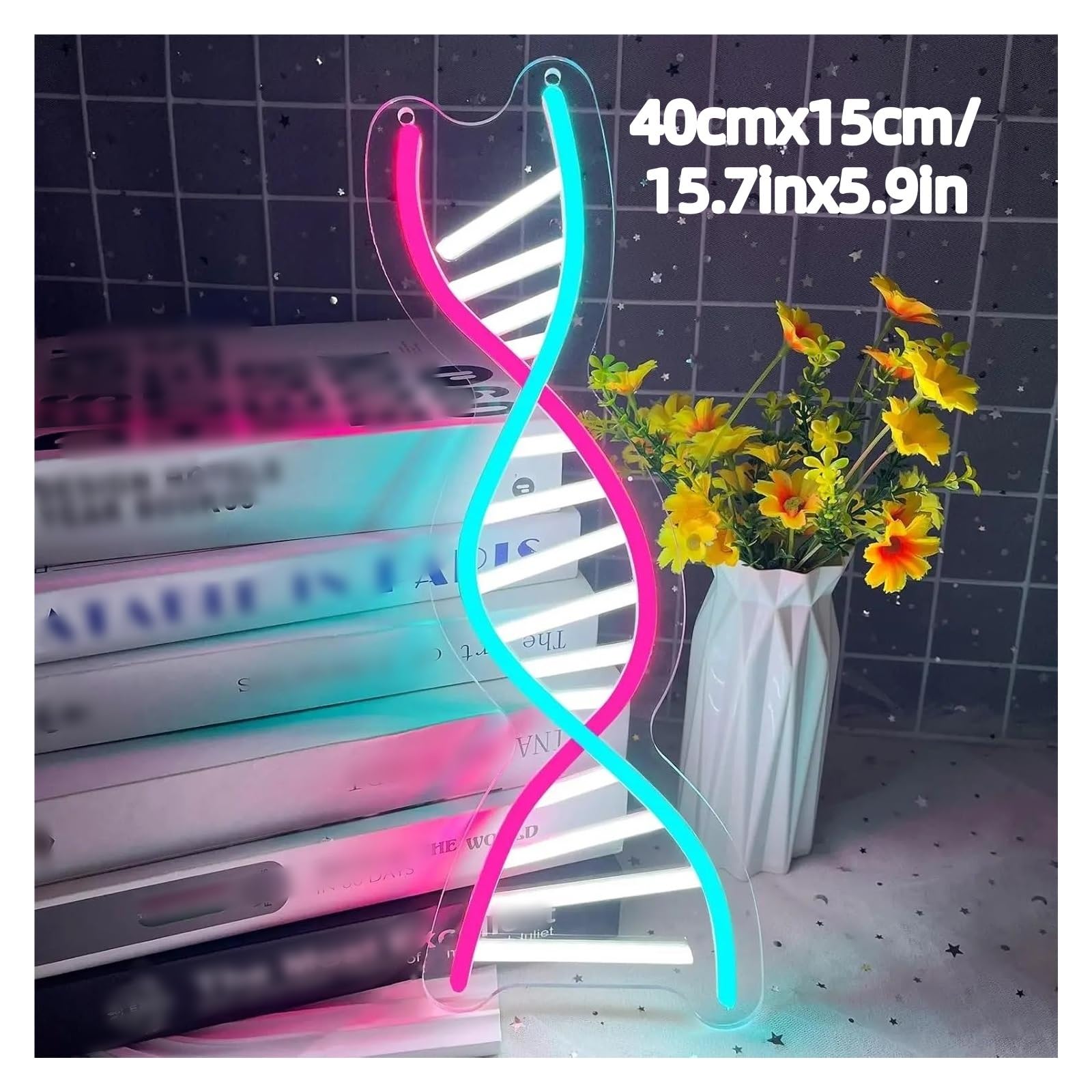 Insegna al Neon DNA Doppia Elica Neon Sign Luce Per Insegnante Di Scienze Studenti Aula Lab Sala Da Gioco Arredamento Camera Da Letto 40cmx15cm/15.7inx5.9in
