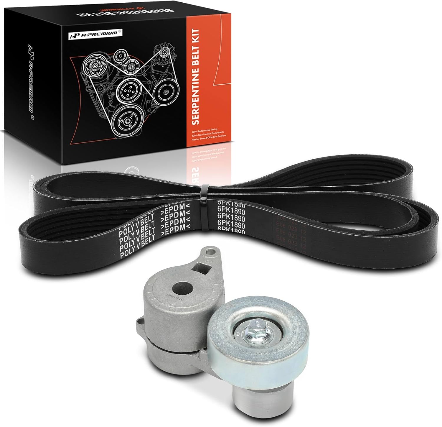 A-Premium Engine Serpentine Belt Drive Kit Compatible with Mitsubishi Outlander 2004-2006, Eclipse 2006-2012, Galant 2004-2012 - 2.4L