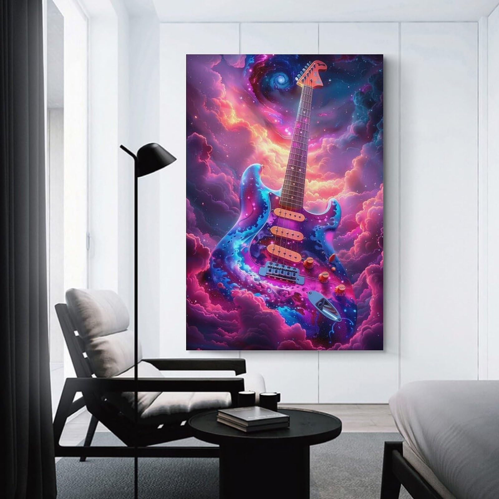 Junmoney Unframe-Style-18 Cosmic Guitar Home Decor Wall Art 08X12inch(20X30cm), For Bedroom, Guest Room Or Reading Nook, Decorative Wall Art For Cosy Rooms