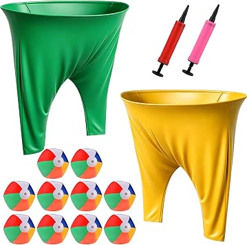 GOLDGE Granny Pants Yard Game for Family Reunion Backyard Lawn Game | with 2 Giant Pants, 10 Bouncy Balls, Big Pants Toss Game - Granny Pants Outdoor Game for Adults Party Field Carnival Game