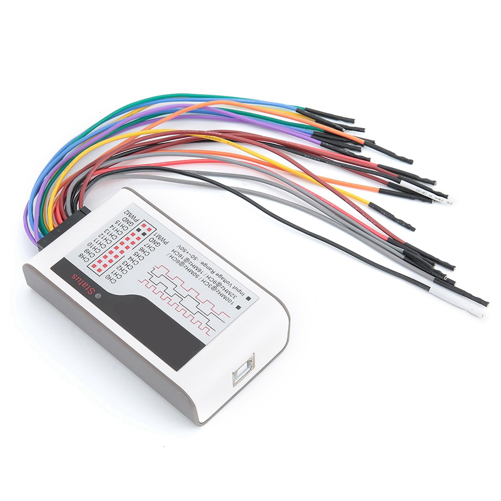 Analizador lógico USB Klanata LA1010, 16 canales Analizador de lógica digital de 100MHz con salida PWM de umbral ajustable, para XP/7/8/10