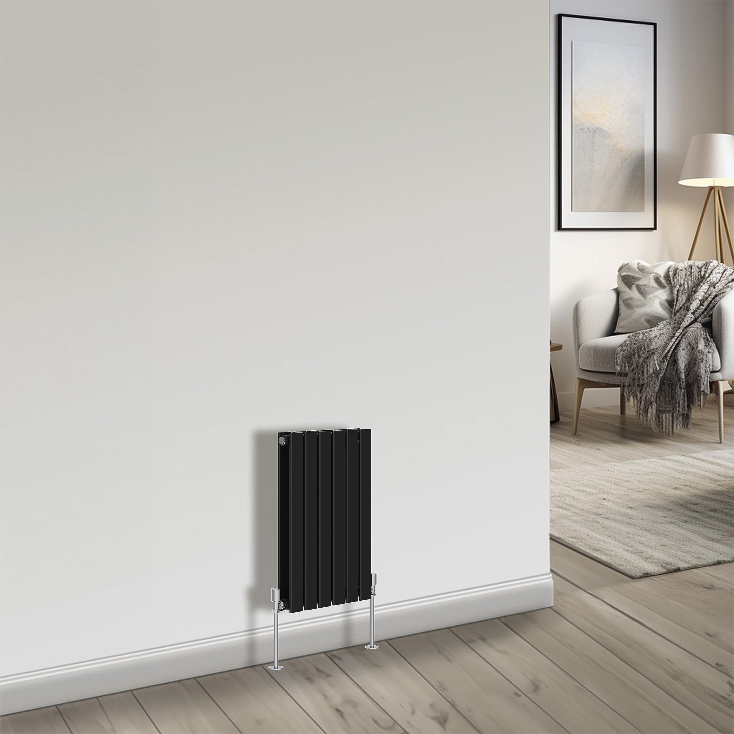 NRG Bathroom Radiator Black 600x408mm Double Flat Panel Central Heating