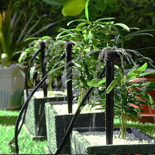 Miniatura 5 de Goteros de riego ajustables, sistema de riego por goteo de flujo de agua ajustable de 360 grados, emisores de goteo para tubos de 40.276 in de