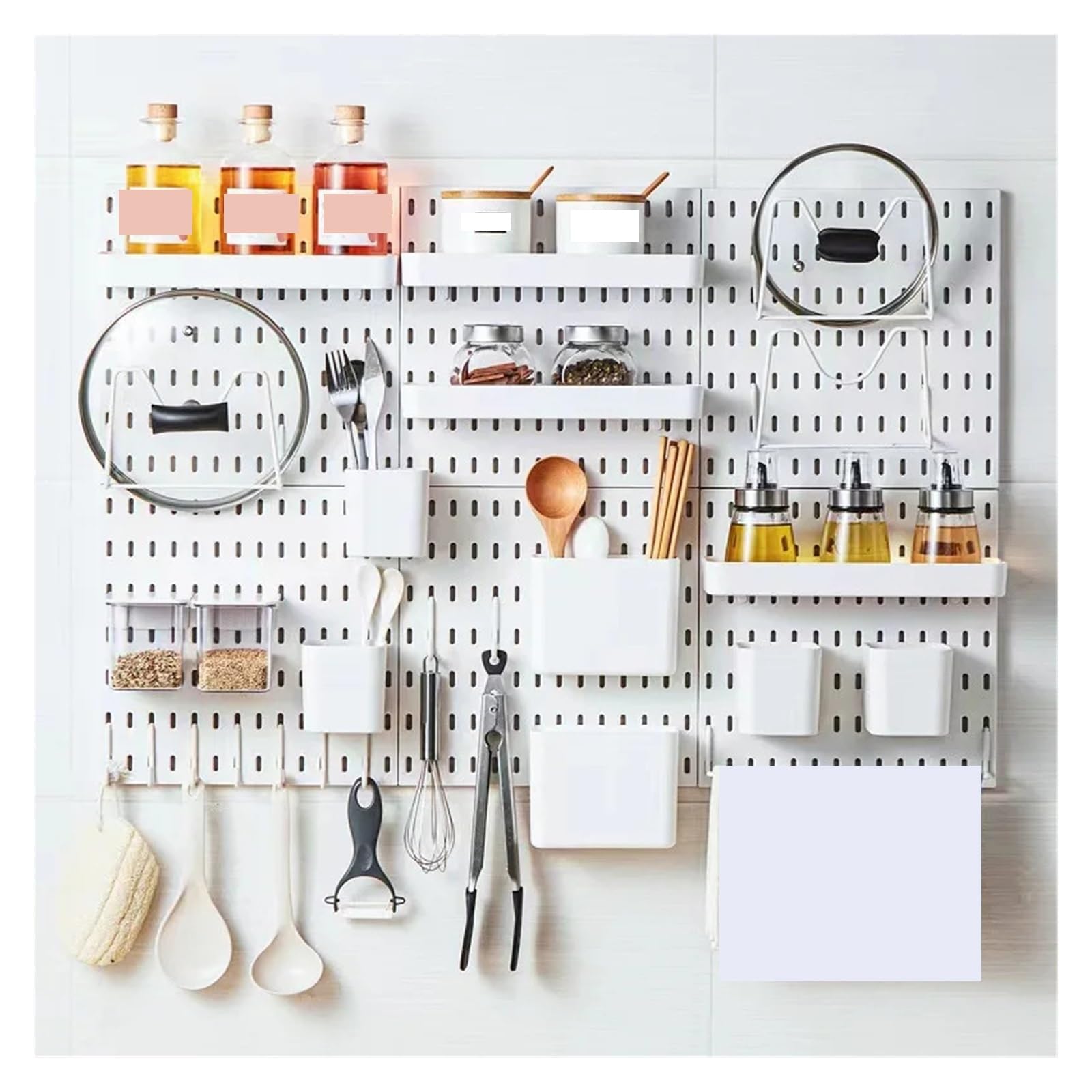 Lochwand zur Wandorganisation DIY Pegboard Zubehör Hängeregal Aufbewahrungshaken Wandorganizer Kein Stanzen Handwerk Organisation for Garage Küche Zimmer(Toolframe)