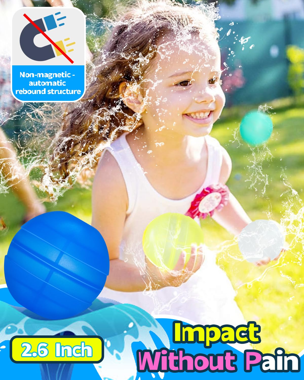 Wasserbomben Wiederverwendbar, 14 Stück Wasserbomben Selbstschließend mit Netzbeutel, Silikon Wasserballons Wiederverwendbare für Wasserspielzeug Kinder Pool Spielzeug Sommer Wasserschlachten