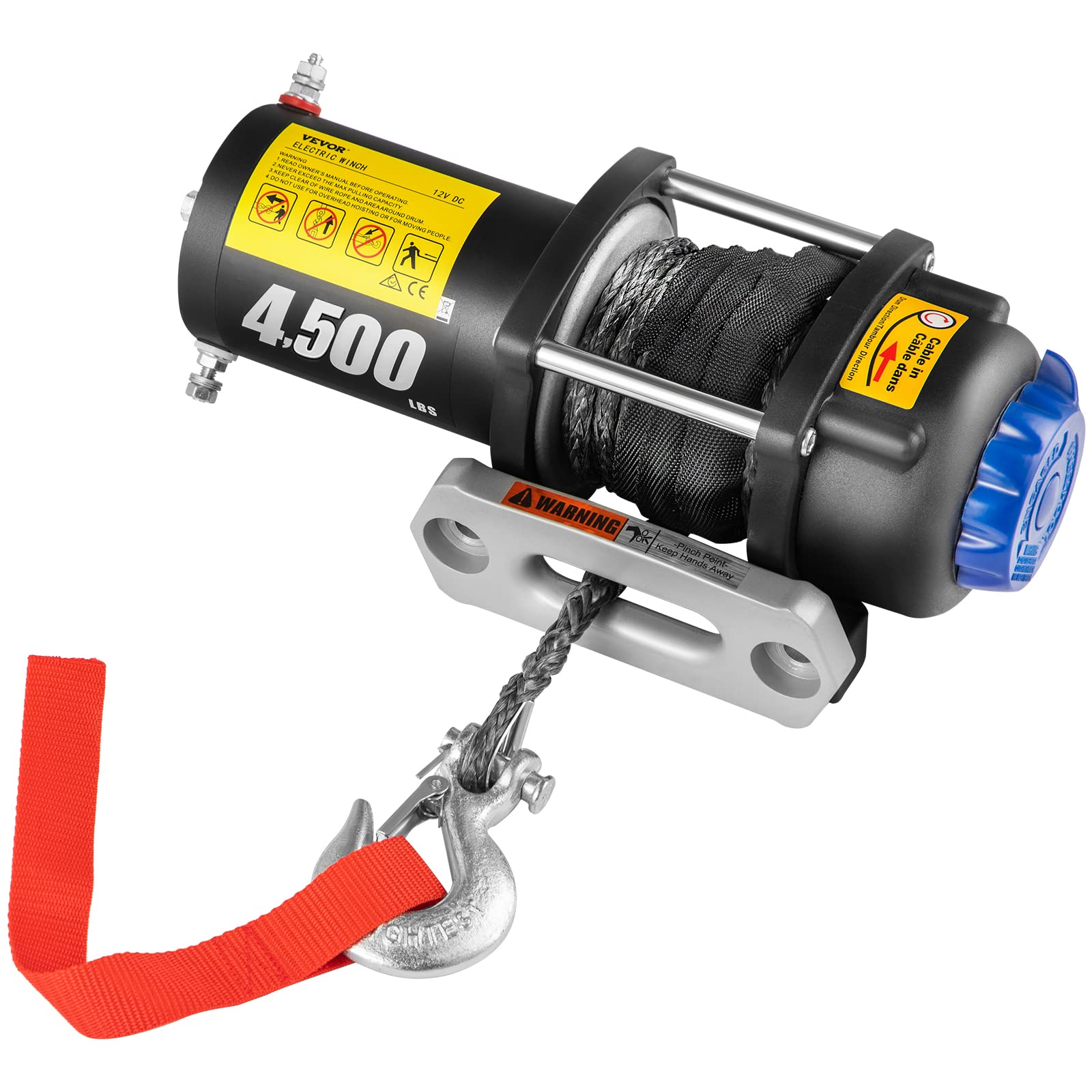 VEVOR Verricello Elettrico con Telecomando 2 KW 12 V Corda Sintetica, Paranco Elettrico 4500 LBS, Argano Elettrico Grado Impermeabile IP67, Verricello Elettrico con un Accurato Kit di Accessori