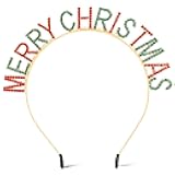 COCIDE Christmas Headband for Women Ugly Christmas Sweater Women Gold Green Red Rhinestone Crystal Jeweled Xtmas Head Band holiday Hair Accessories for Girls