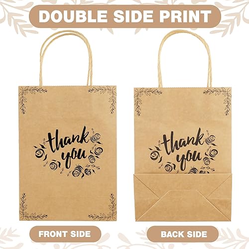 Miniatura 3 de Qeeenar 48 bolsas de regalo de agradecimiento, pequeñas bolsas de papel marrón con asas, bolsas de regalo de devolución a granel para boutique,