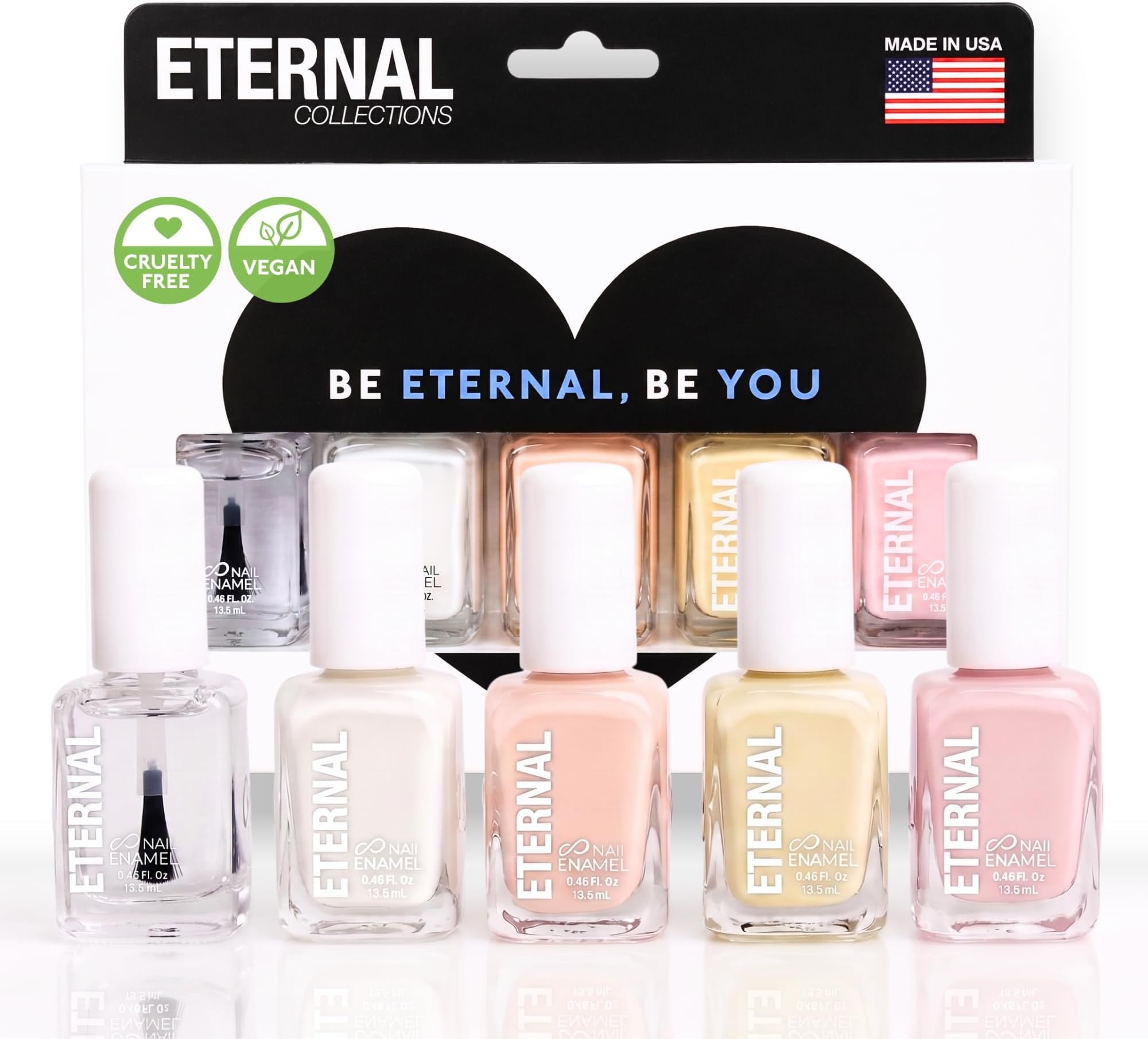 Eternal White French Nail Polish Set (ET VOILA) - Clear Nail Polish Set for Girls - Lasting & Quick Dry Pastel Nail Polish Set for Women for Home DIY Mani Pedi - Made in USA, 13.5mL (Set of 5)