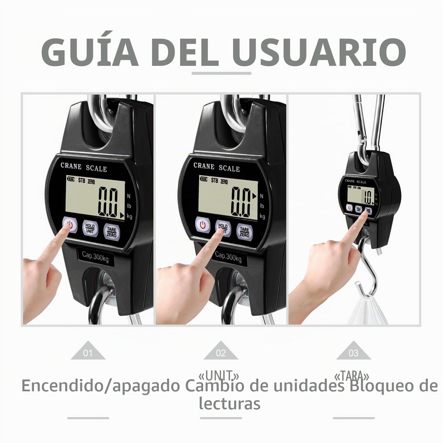GRAM PRES Balanza de grúa digital para colgar, 300 kg, balanza para caza de ciervos, granja, pesca, pescado, carne, juego, balanza de equipaje con retención/tara