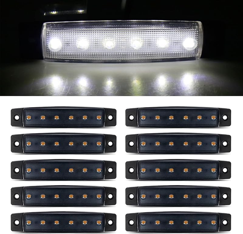 Barra de luz LED branca fumê para marcador lateral 12 V FXC – Kit com 10 unidades