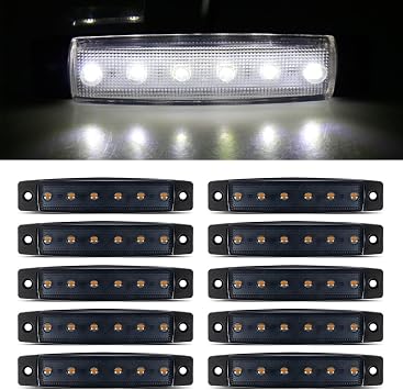 10pack 12V Smoked White LED Trailer Marker Lights 3.8" Side Marker Clearance Light Bar Front Rear Signal Indicator Light Strip Waterproof for Trailer Truck Van Pickup ATV UTV RV