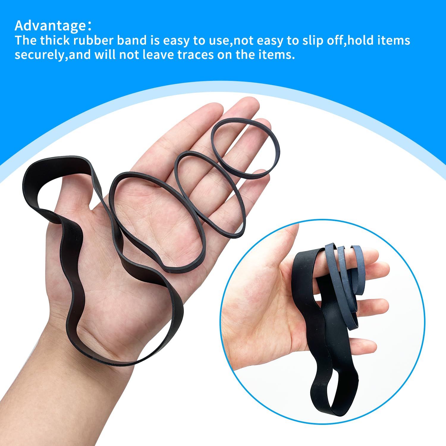 100 Elastici Di Gomma Neri - 5 Misure Per Casa, Ufficio, Outdoor - Foto 2