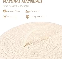 Vista 3 de Sea Team Round Cotton Rope Storage Basket with Lid, Lidded Woven Storage Bin, Nursery Storage Container, Diaper Caddy, Baby Shower Basket, Box, Cream