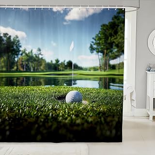 Erosebridal Golf Shower Curtain for Boys,Golf Club 72" Wx72 L Bathroom Curtains for Kids Teen Adults,Sports Theme Ball Games Bath Curtains Ball Sports Lovers Bathroom Accessories