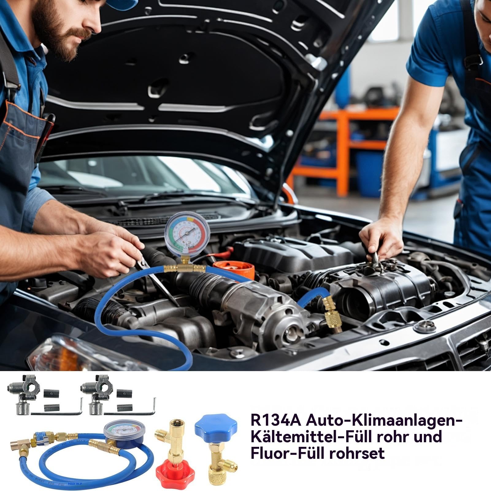 Kit Ricarica Gas R134a Car. Rec. Test Rip. Man. | Kit Ricarica Smart AC R134a Diagnostica Raffreddamento Riparazione Cavi Auto Forniture Ricambio Auto E Casa