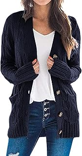 Women's Open Front Cardigan Sweaters Fall Fashion Button Down Cable Knit Chunky Winter Clothing Outerwear Coats