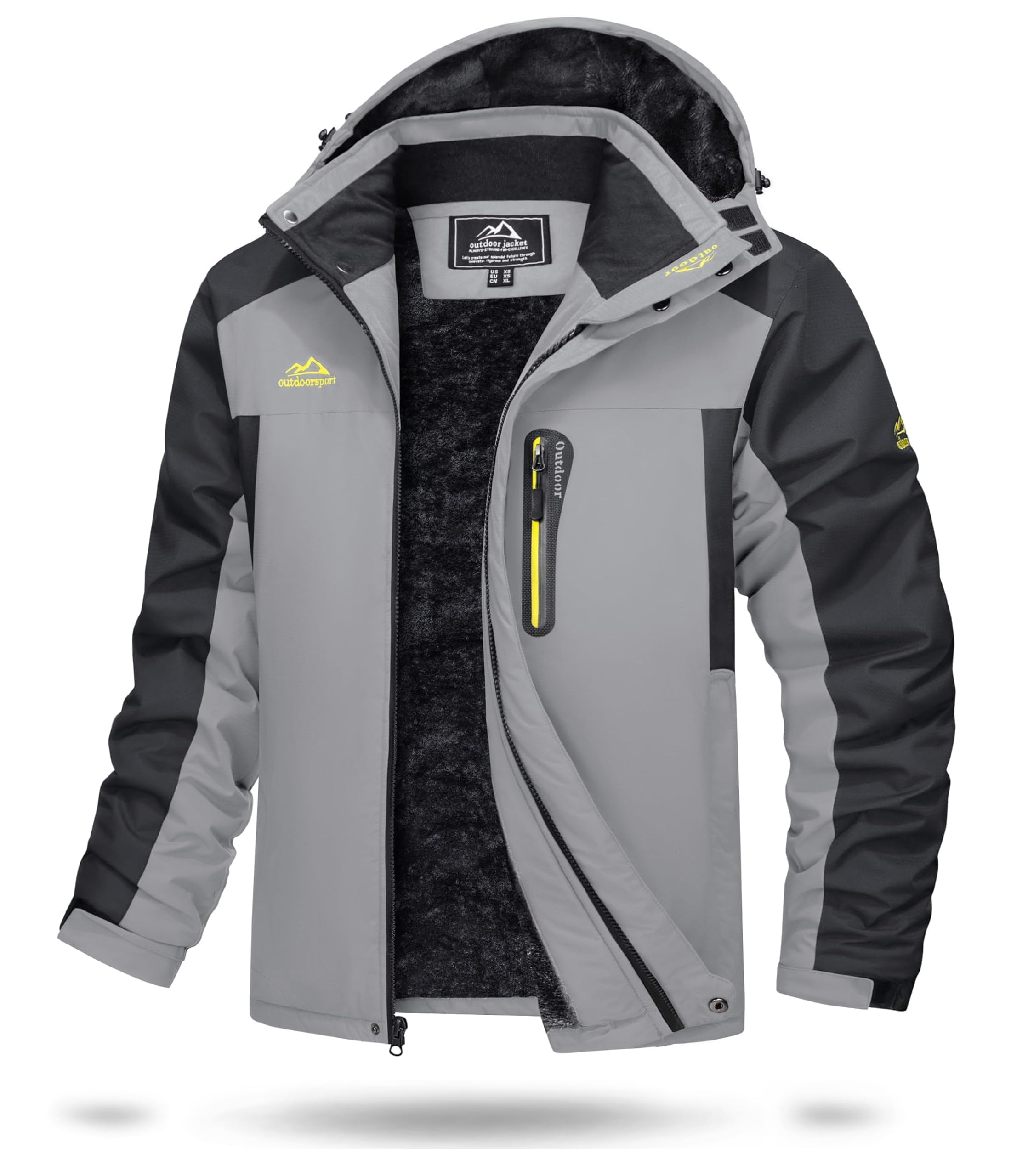 TACVASEN Herren Warme Skijacke Gefütterte Winterjacke Wasserabweisende Funktionsjacke mit Abnehmbarer Kapuzen