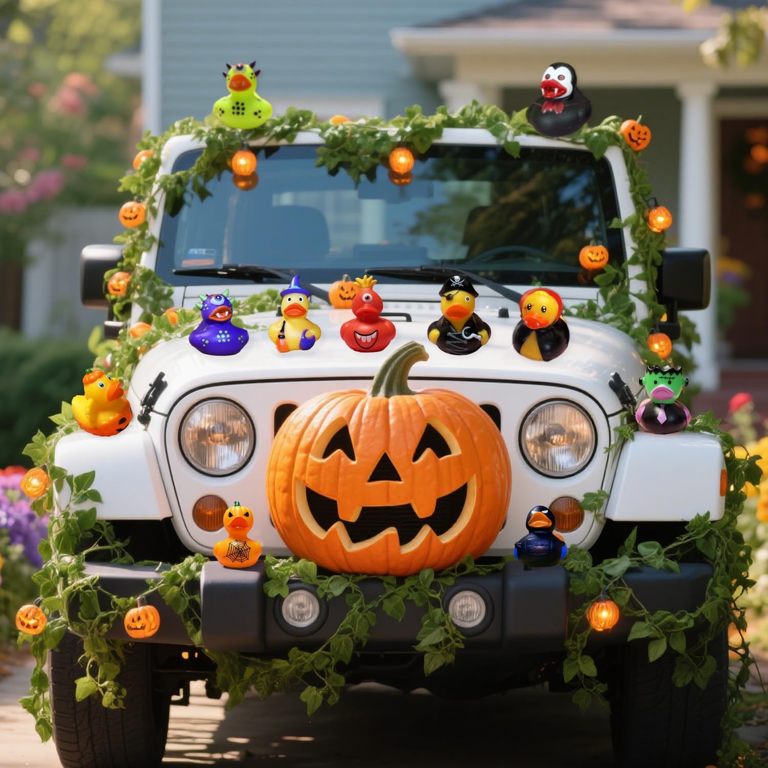 Rubber Ducks in Bulk Mini Rubber Ducks Basket Stuffers Ducks for Kids Baby Bath Toys Party Favor (Halloween, 48)