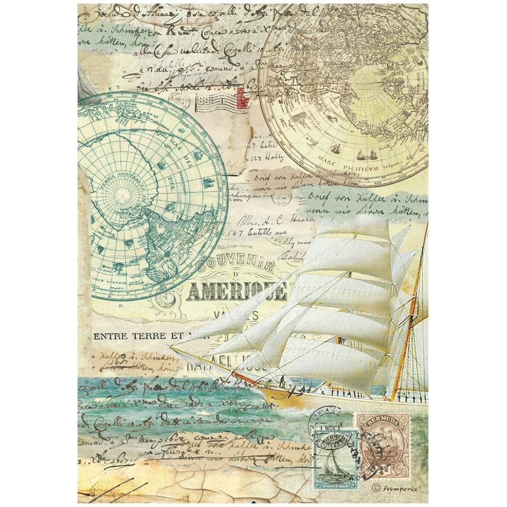 Stamperia A4 Rice Paper Around The World Sailing Ship, Multicolour, One Size