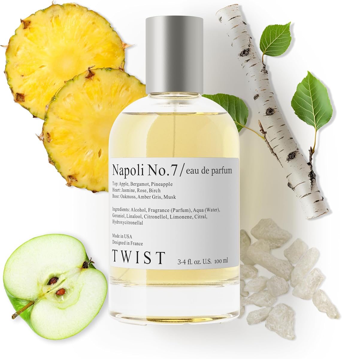 Twist Napoli No. 7 Long Lasting Perfume for Men Inspired by Creed A.ventus | Men's Cologne & Eau de Parfum Spray with Pineapple & Woods Notes - Gift for Him - Vegan, Paraben & Phthalate Free - 3.4 oz