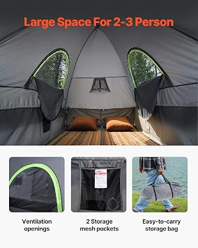 VEVOR Pickup Truck Tent, Fits 5.0-8.2 ft Truck Tents for Camping, Waterproof PU2000 mm 2-3 Person Sleeping Truck Bed Tent, Sturdy Truck Bed Camper Shell with Expandable Awning, Rainfly, Storage Bag