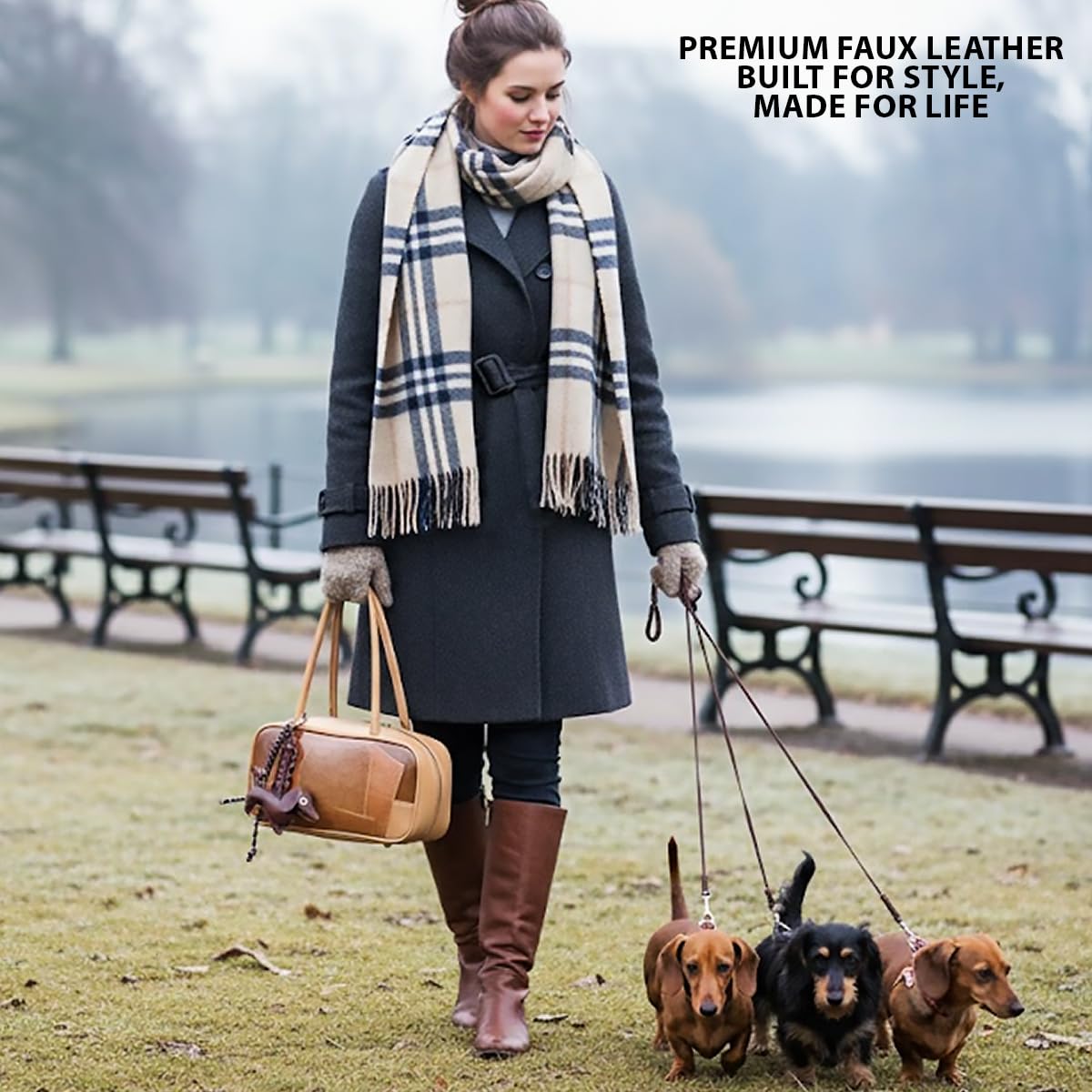 Woodland Leathers Borsa a mano da donna, borsa a tracolla in ecopelle patchwork per donne, elegante mix di pelle scamosciata e morbida toppa lavorata su borsa baguette firmata