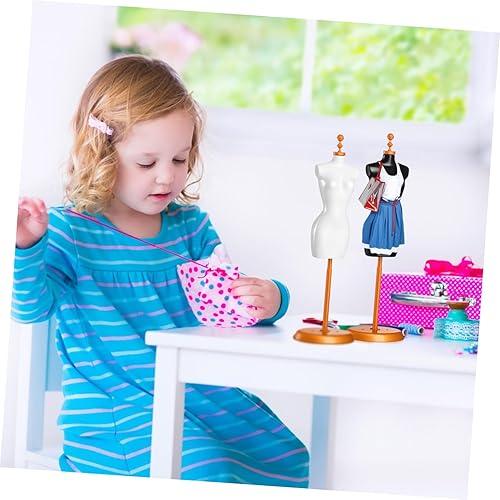 Miniatura 7 de EXCEART Estante para muñecas 4pcs muñeca paño vestido soporte soporte soporte mini maniquí modelo soporte plástico accesorios de soporte