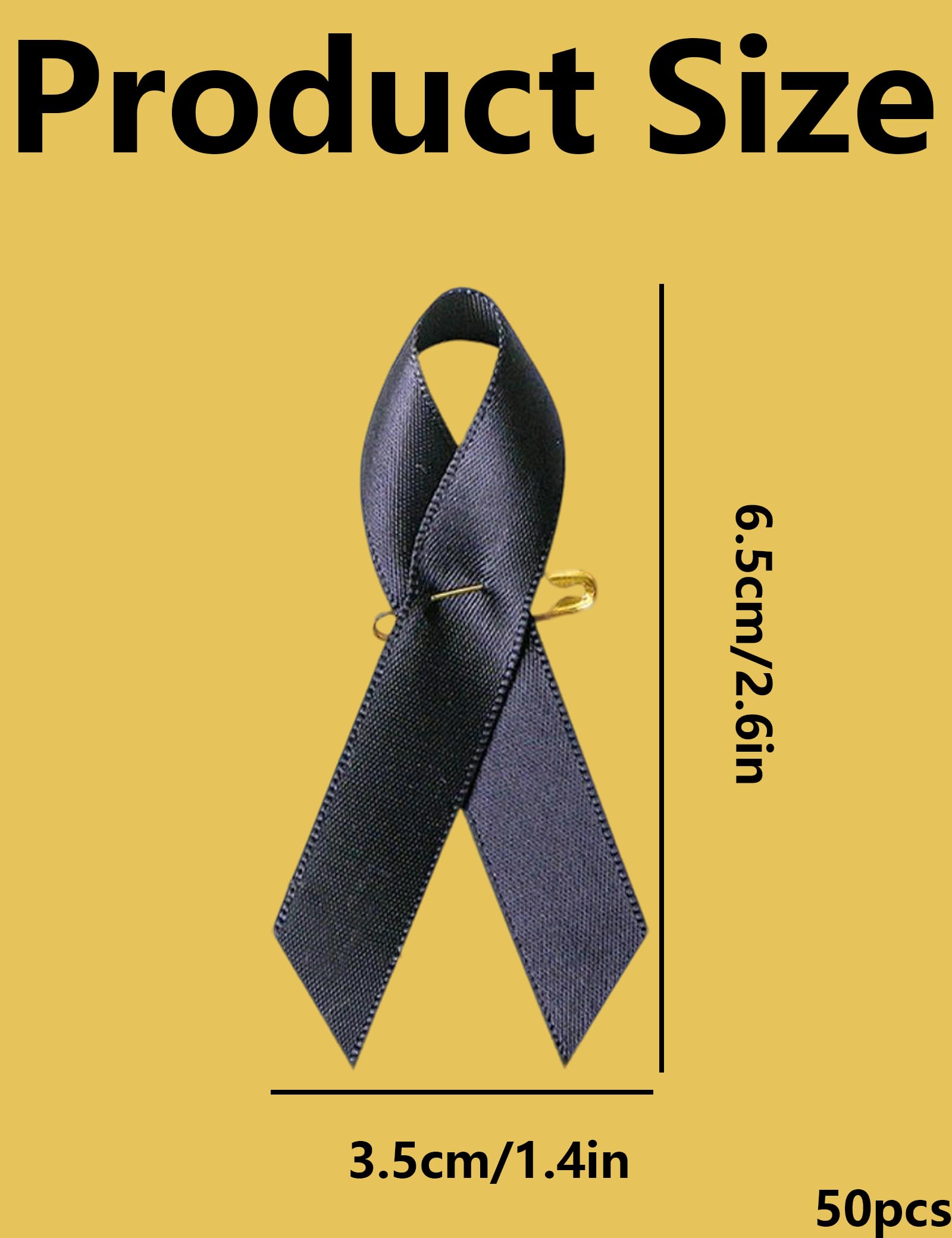Alfiler Lazo de Duelo, Broches de Satin Negro para Funeral Accesorios 50 Unidades