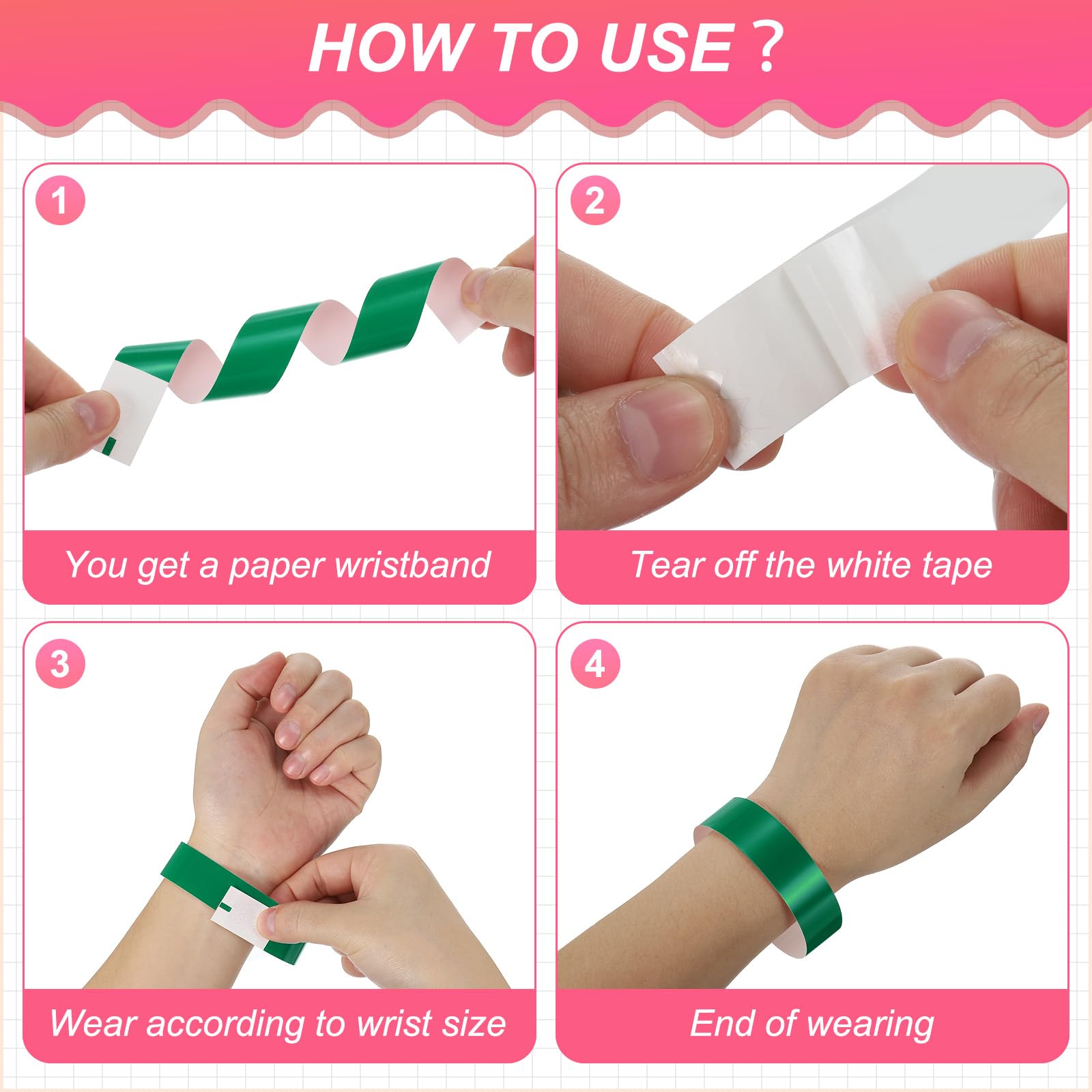 PATIKIL Paper Wristbands for Events 200 Pack Neon Party Wrist Bands - Image 4