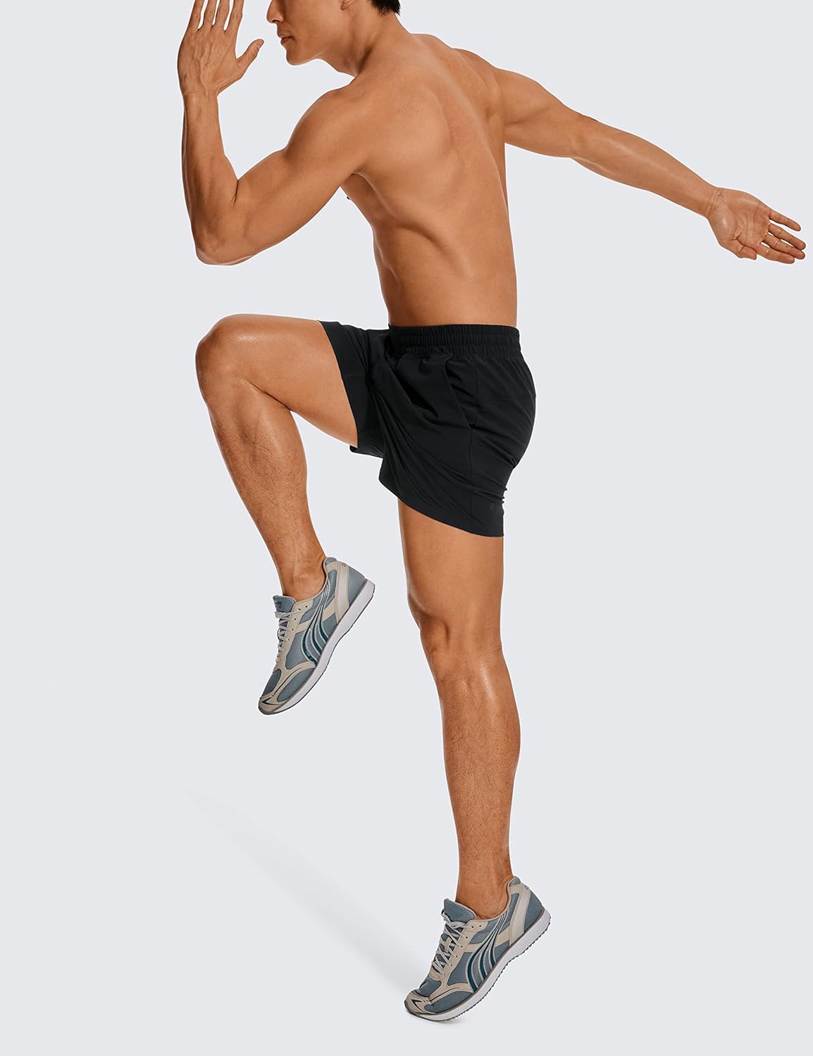 CRZ YOGA Men's Linerless Workout Shorts - 5'' Lightweight Quick Dry for Running Sports Athletic Gym with Pockets X-Large Black image 3 of 7 B0BLR7TBYL