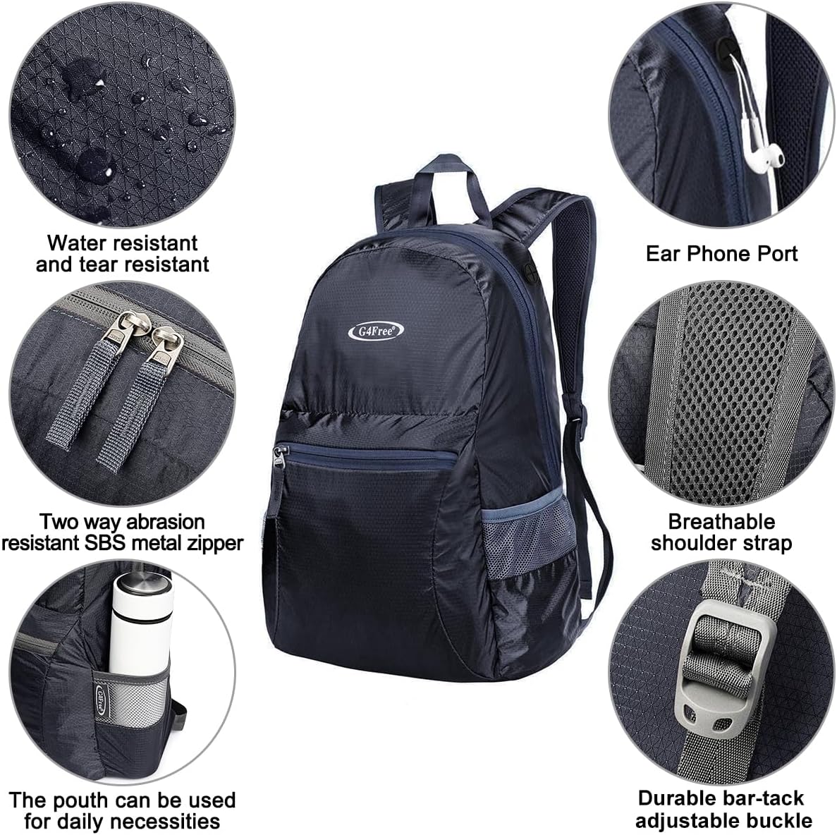 G4Free 20L Lightweight Packable Backpack Travel Hiking Daypack Foldable Backpack for Men Women - Image 4