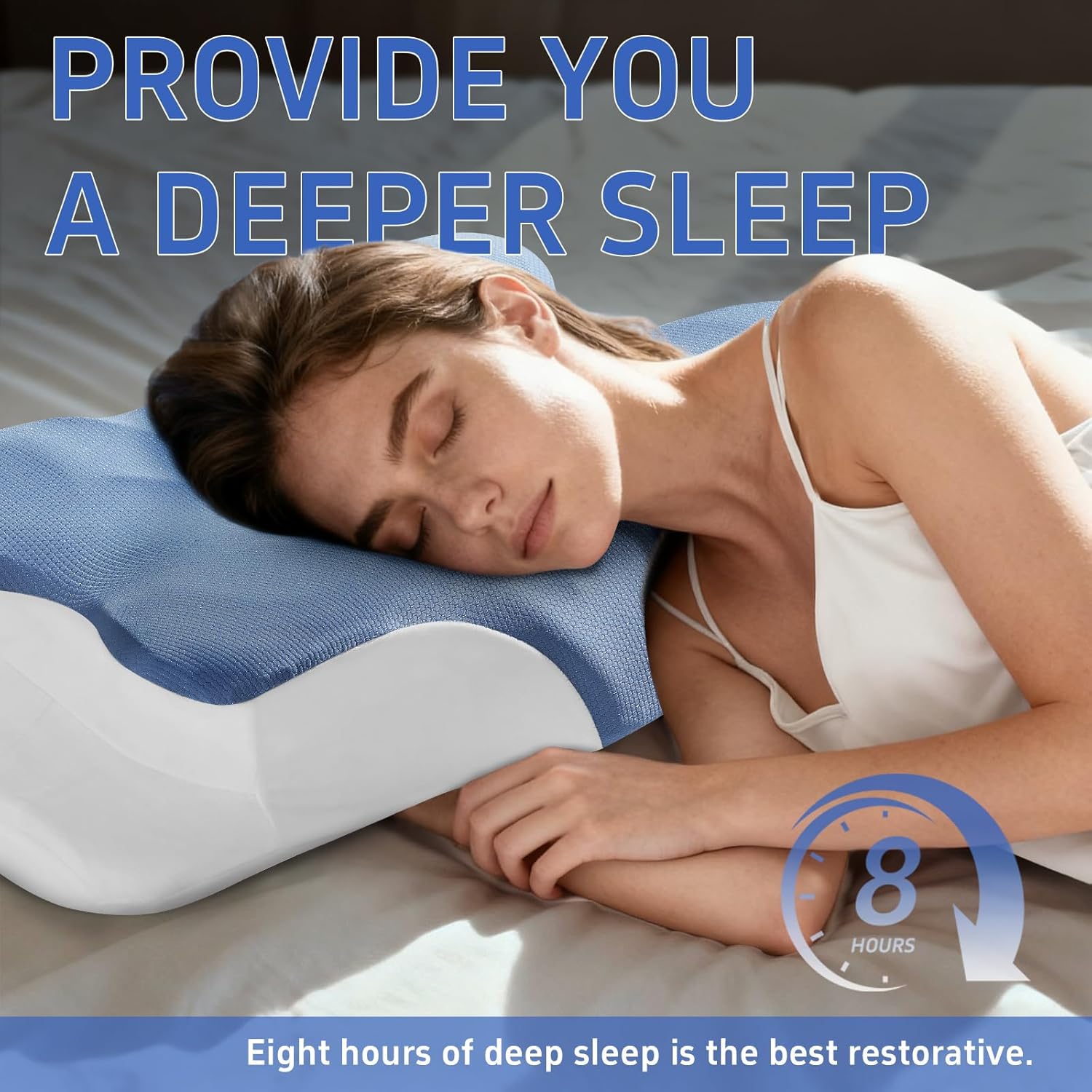 Gooo&Ma Cervical Neck Pillow for Pain Relief, Memory Foam Pillows for Side Back Stomach Sleepers, Orthopedic Cooling Pillow with Contour Support - Image 7