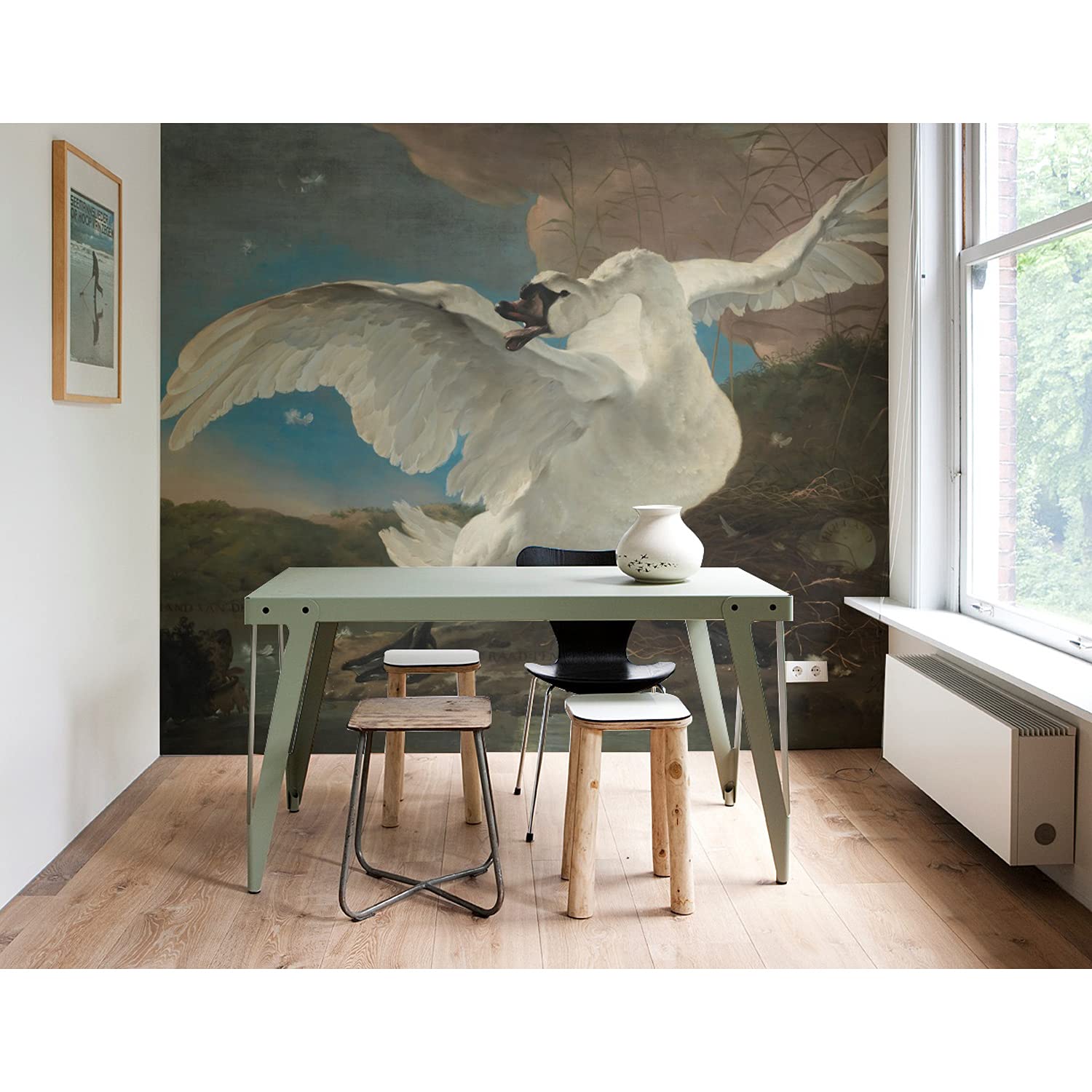 Papier peint auto-adhésif de luxe motif cygne noir