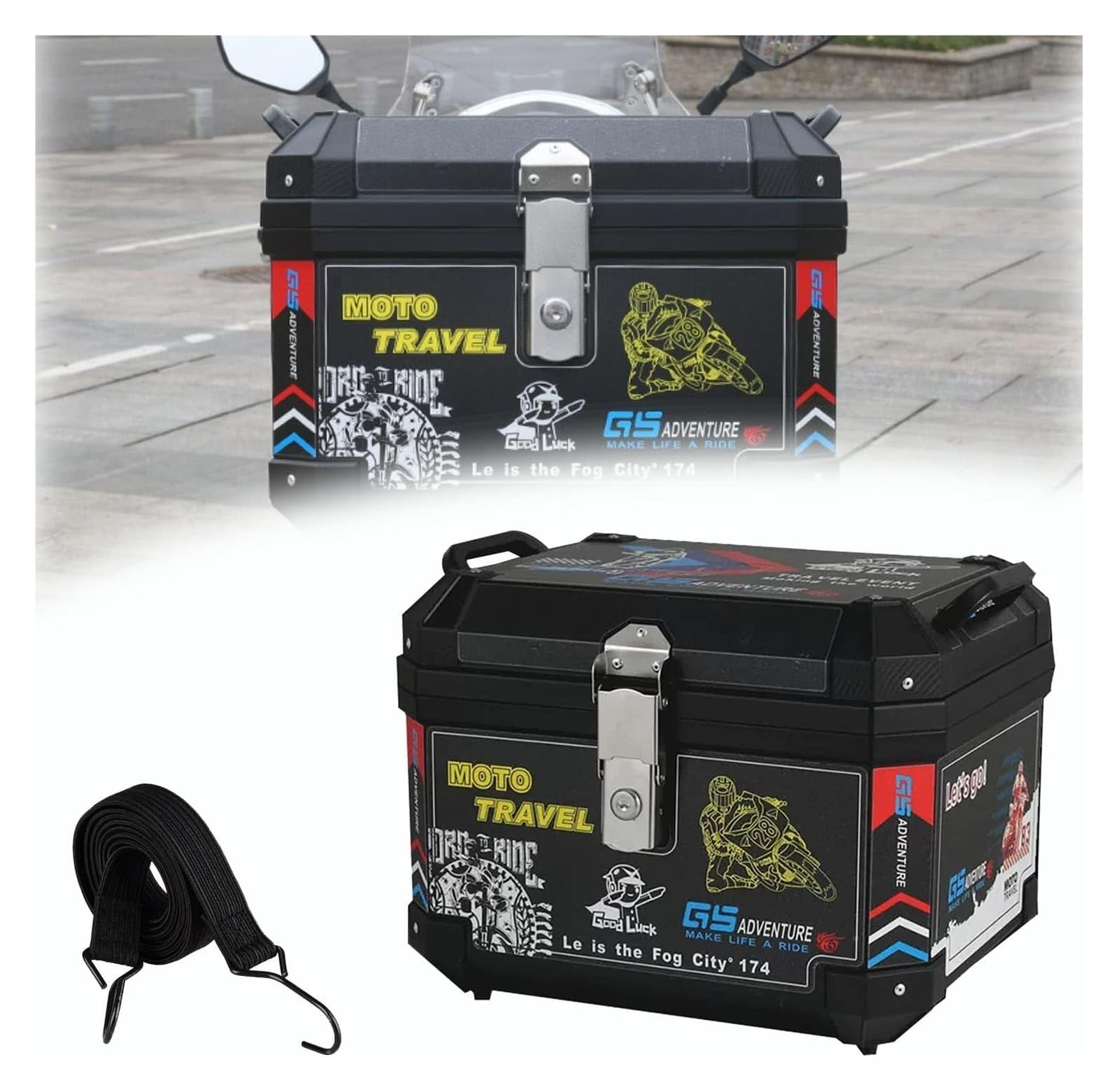 Baúl Trasero para Moto, Caja Trasera de 45 litros for Equipaje Casco