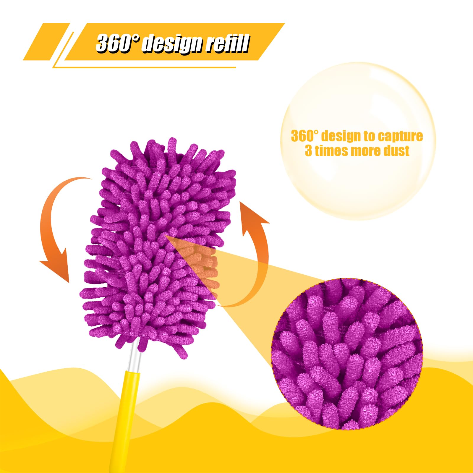 4 Pièces Recharge Microfibre Pour Swiffer - Refills Plumeau 360° Violet, Dusters Compatibles Nettoyage Maison Et Voiture