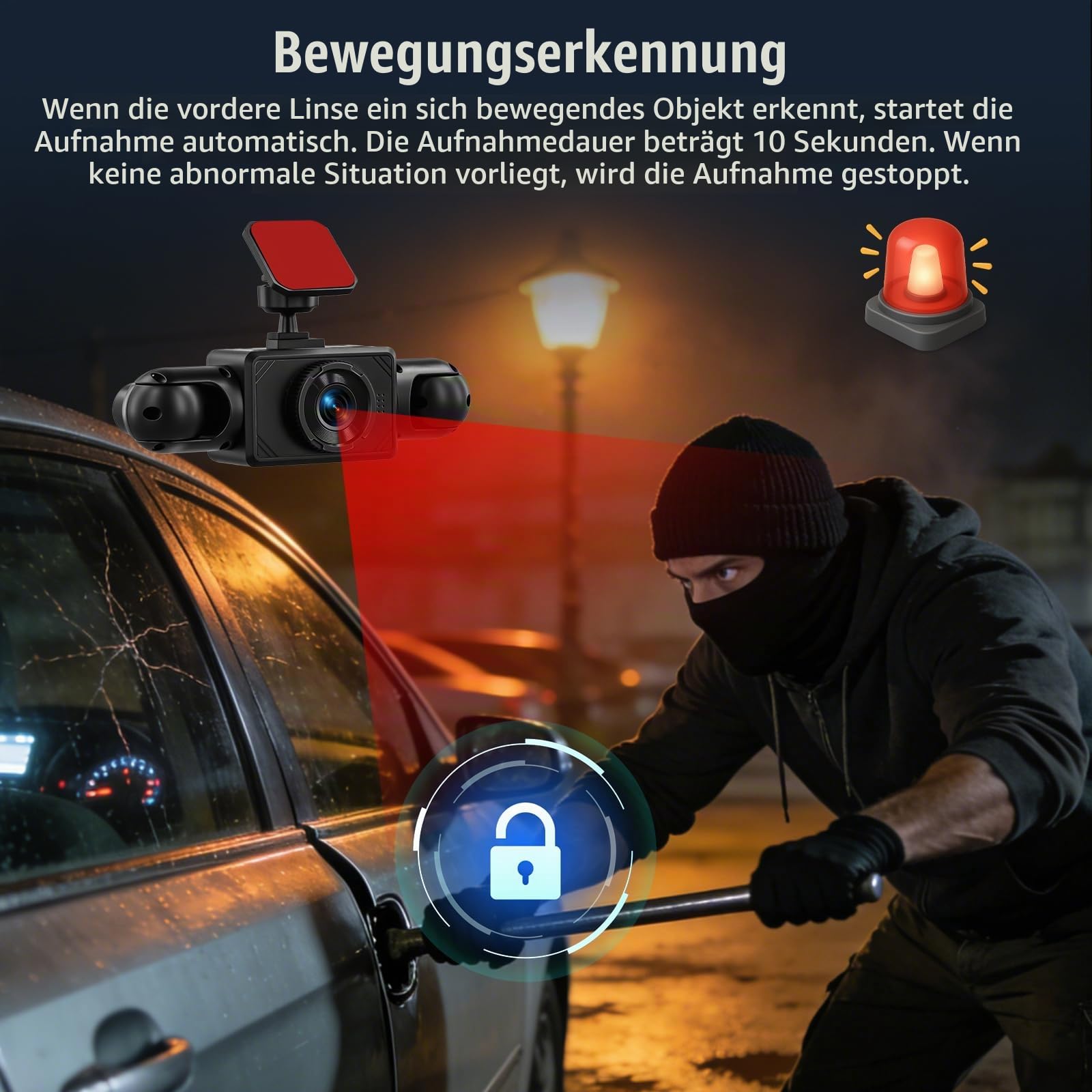 SIXWIN 4-Kanal 1080PDashcam Auto 360 Grad,2 Zoll Display mit 4 Auto Kameras,Front in 1080P+3 * 480P,Loop-Aufnahme,Nachtsicht, WDR,Bewegungserkennung, Einfache Montage