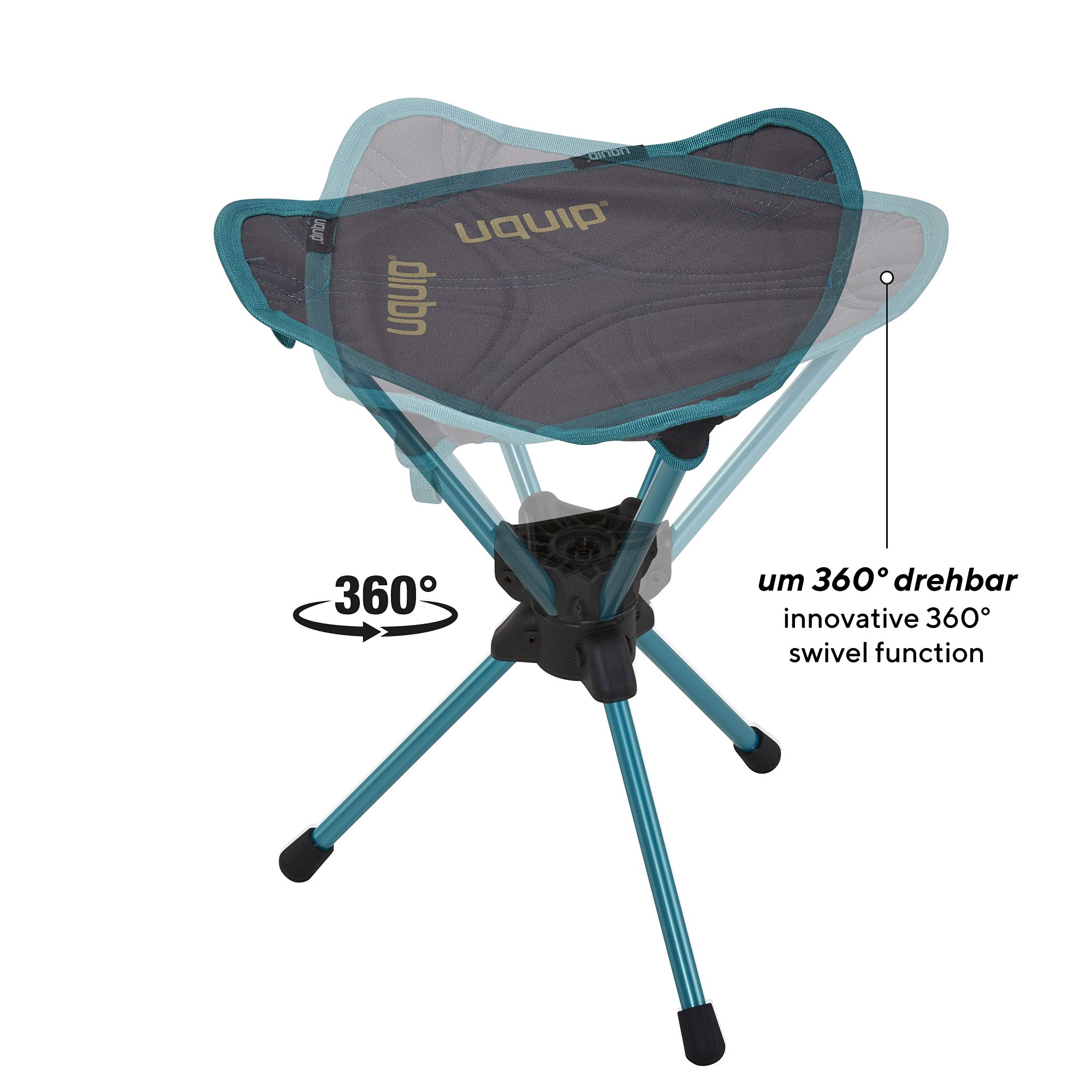 Uquip Tabouret trépied ThreeSixty Mini I Tabouret de Camping Pliant jusqu'à 130 kg I avec Articulation rotative à 360° I pour Le Camping, la randonnée, Le vélo et Les Voyages