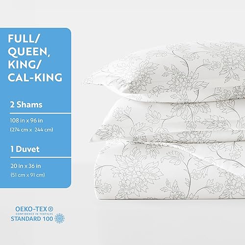 Miniatura 5 de ienjoy Home - Juego de funda de edredón ultrasuave de primera calidad colección Home 3 piezas estampado de vides tamaño King gris