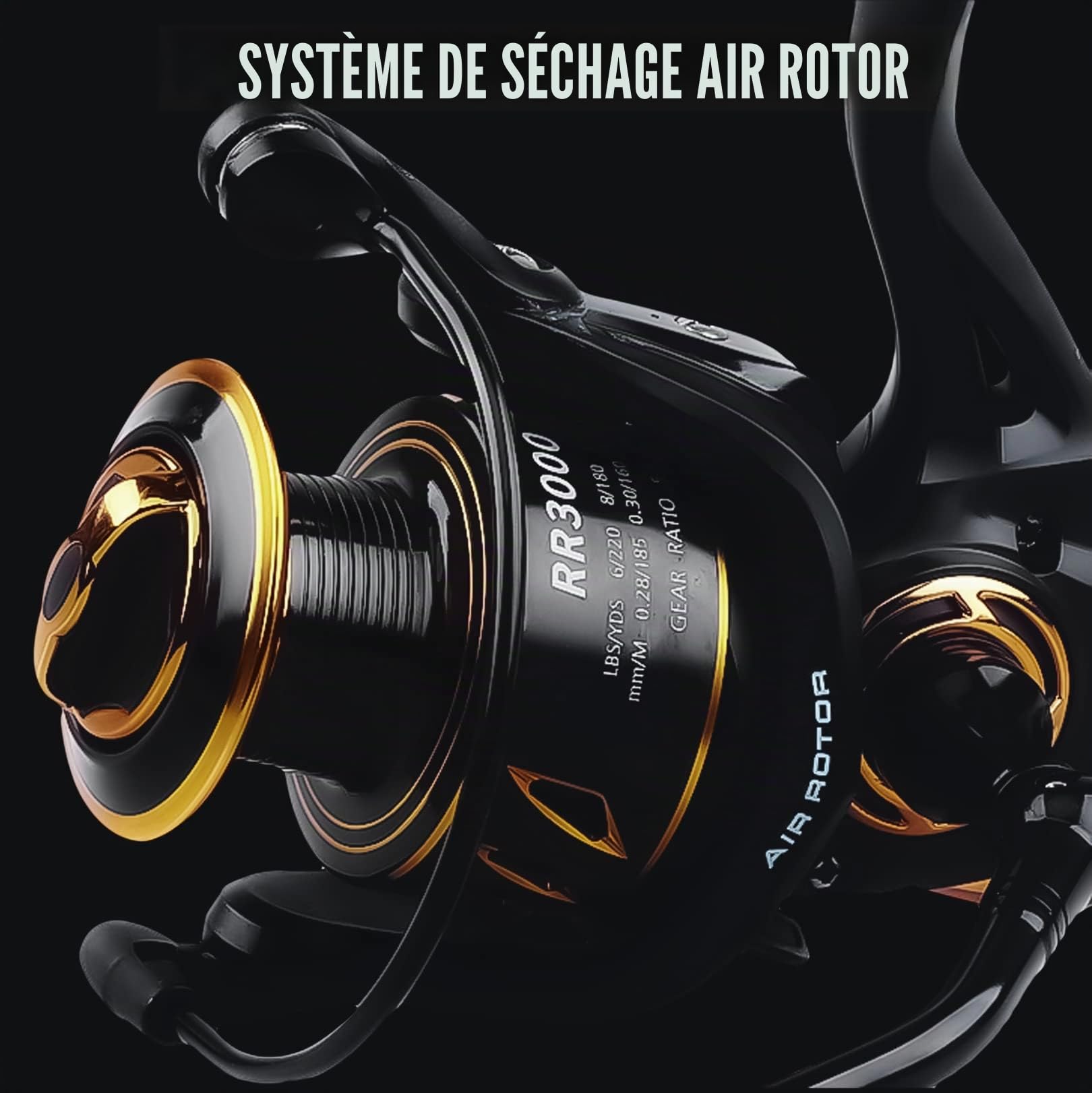 Moulinet de pêche RR 3000. Moulinet résistant et Durable protégé par Le sel pour pêche à la Carpe Spin Bait & LRF. Rapport 5.1.1. Roulement 4+1. Bobine de Rechange et Sac Moulinet Souple