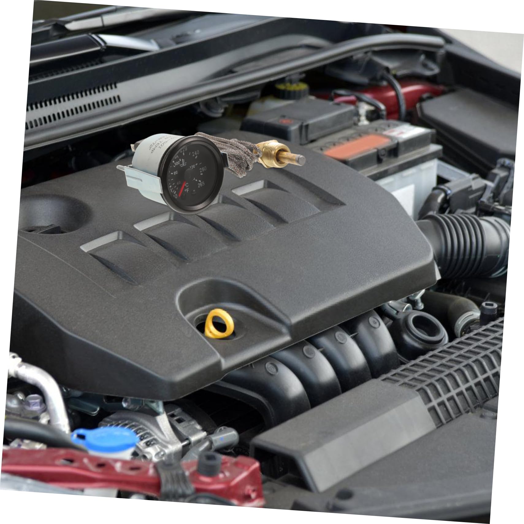 Misuratore Della Temperatura Dell'acqua Meccanico 52mm Con Sensore, Indicatore Metallo Doppia Scala Celsius e Fahrenheit Per Auto, Camion e Barche, Monitoraggio Temperatura Motore