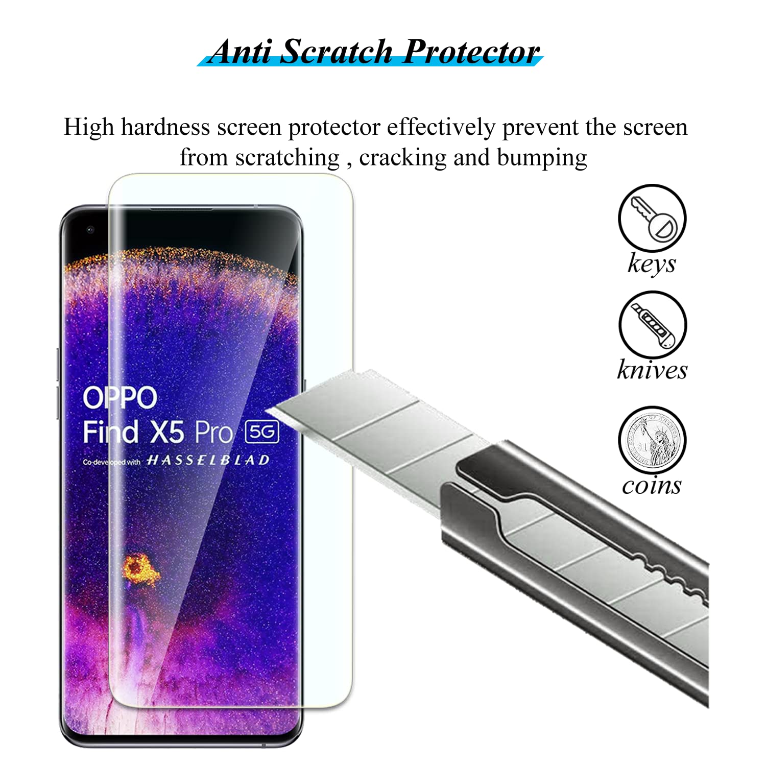 Pellicola Protettiva Per OPPO Find X5 Pro – 3 TPU Per Schermo Con Autorigenerazione + 2 Vetro Temperato Per Fotocamera, Supporto Impronte