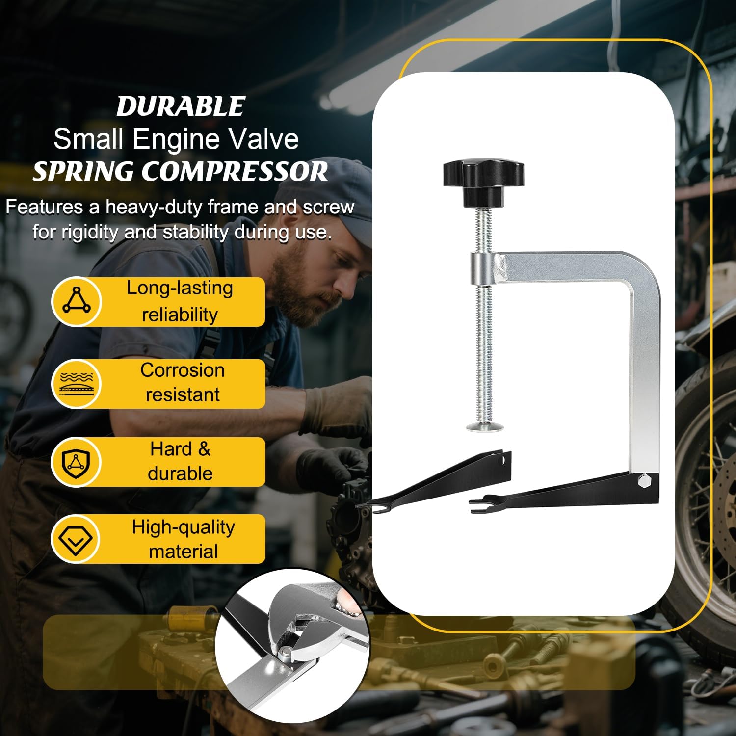 23300 Small Engine Valve Spring Compressor Replacement for Briggs and Stratton, Clinton, Harley-Davidson & Springs 3/4" to 1-1/16" | w/Included 23360 Large Jaw and 23370 Small Jaw